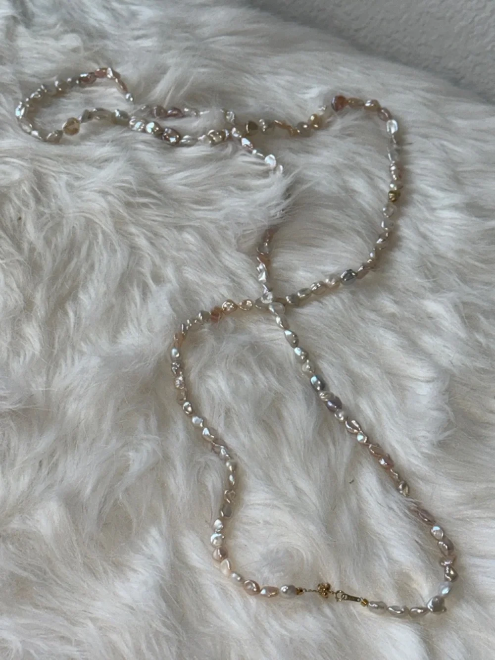 Solid 18k Gold Multi-Color Keshi Baroque Pearl Opera Necklace - 46" Adjustable - Picture 6 of 7